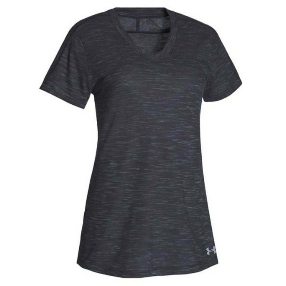 Women's Under Armour Black Stadium Flow V-Neck T-Shirt